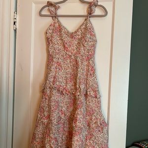 Pink floral dress with ruffles